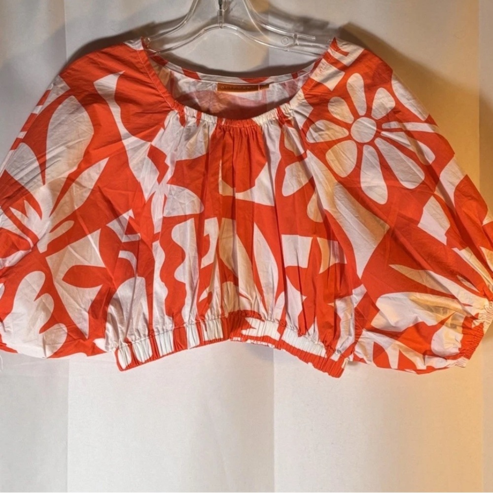 Oliphant Vibrant Orange and White Crop Top - XS - Picture 2 of 7